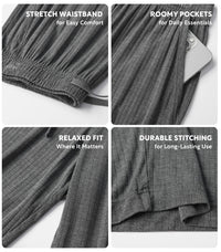 DAVID ARCHY Mens Pajama Pants Bamboo Rayon Lightweight Knit Sleep Bottoms, Soft Lounge Pants with Pockets PJs, 2 Pack