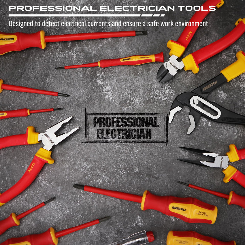 1000V Insulated Electrician Screwdriver Set - 13-Piece Professional Electrical Screwdriver Set Insulation Handle CRV Steel Magnetic Phillips Slotted Pozi Torx Tips VDE & GS Certified