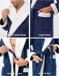 DAVID ARCHY Men's Soft Fleece Plush Robe Full Length Long Bathrobe