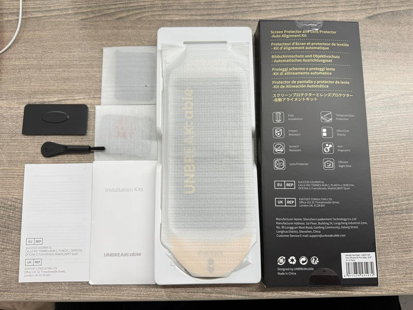 UNBREAKcable 2+2 Pack for iPhone 16 Pro Max Screen Protector & Lens Protector 【Military-Grade】【Easy Install】【Efficient Night Shot】9H+ Shatterproof Tempered Glass Film,Bubble-Free&Anti-Fingerprint ,Case Friendly-6.9 inch