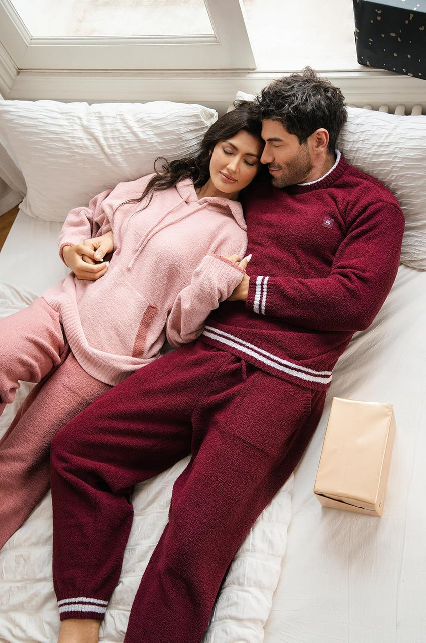 DAVID ARCHY Mens Pajamas Set Ultra-Soft Fleece Pajamas Warm Sleepwear Long Sleeve Lounge Set with Pockets