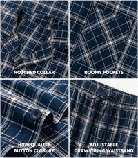 DAVID ARCHY Men's Pajamas Set Flannel Pjs Sets Ultra-Soft Cotton Pajamas for Men Classic Plaid Lounge Set with Roomy Pockets