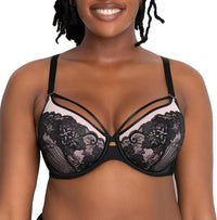 Curvy Couture Womens Tulip Strappy Lace Push-up Bra
