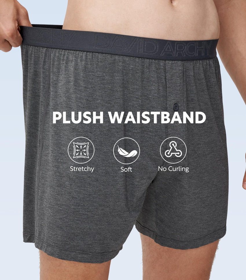 DAVID ARCHY Mens Boxers Soft Rayon Made from Bamboo Boxers for Men Pack Loose Underwear Cooling Mens Boxer Shorts