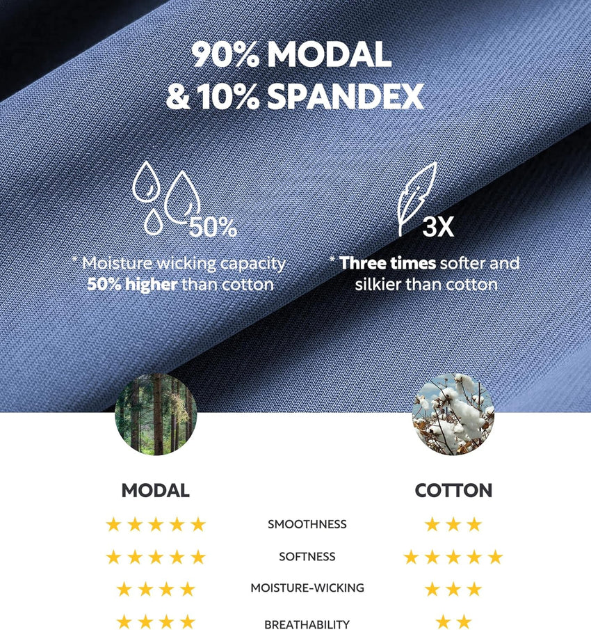 DAVID ARCHY Men's Underwear Ultra Soft Modal Support Pouch Trunks Moisture Wicking Boxer Briefs for Men Multipack