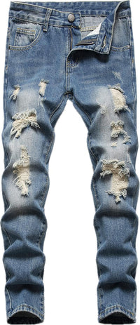 FREDD MARSHALL Boy's Skinny Fit Ripped Destroyed Distressed Fashion Kids Denim Jeans Pants
