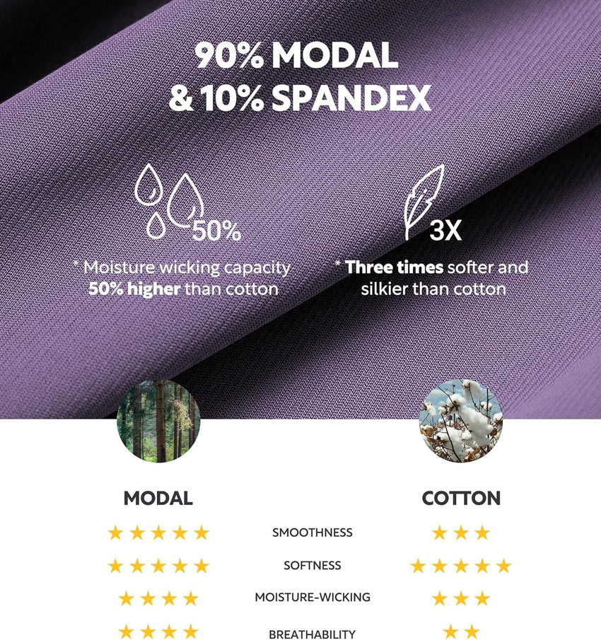 DAVID ARCHY Men's Underwear Ultra Soft Modal Support Pouch Trunks Moisture Wicking Boxer Briefs for Men Multipack