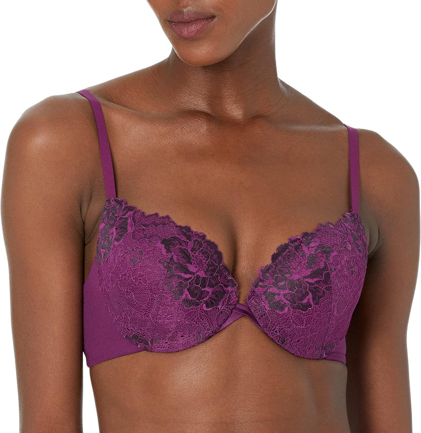 Maidenform Underwire Demi Bra, Best Push-Up Bra with Wonderbra Technology, Smoothing Lace-Trim Bra with Push-Up Cups