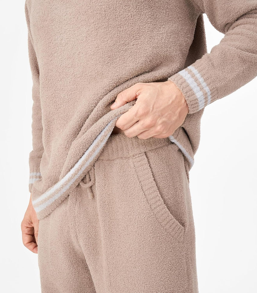 DAVID ARCHY Mens Pajamas Set Ultra-Soft Fleece Pajamas Warm Sleepwear Long Sleeve Lounge Set with Pockets