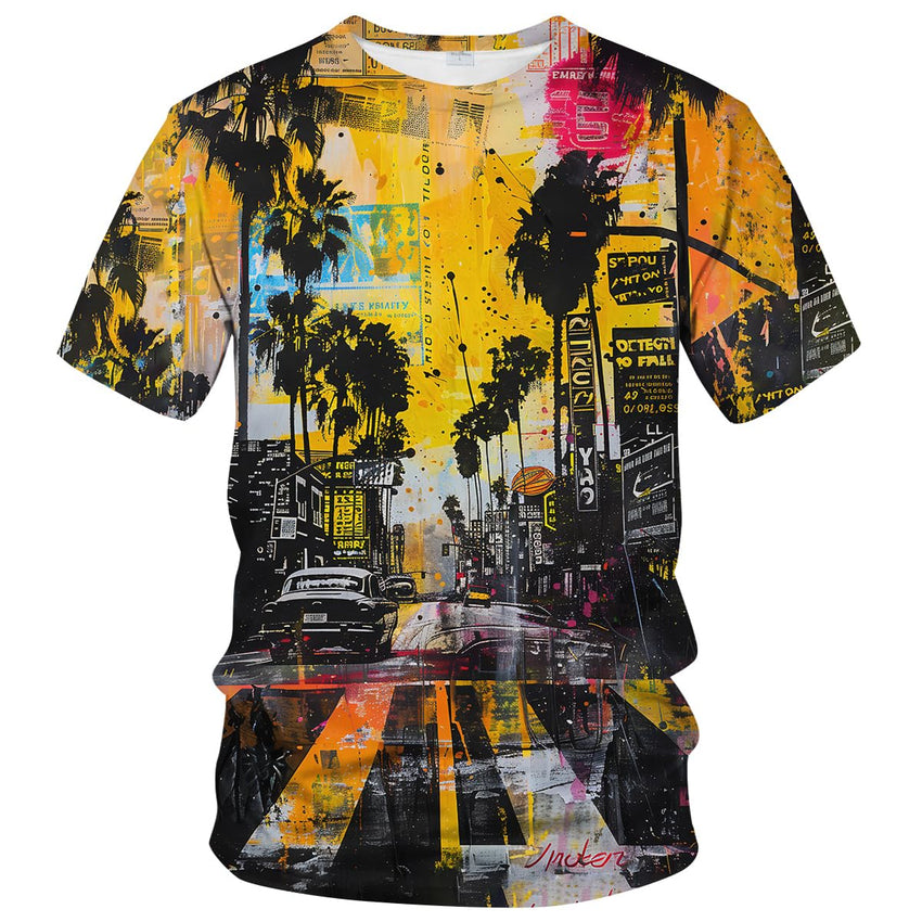 Abstract Art Shirt Men Street Graffiti Tshirts Women Hawaii Vacation Shirt Tee - 7DAY'S