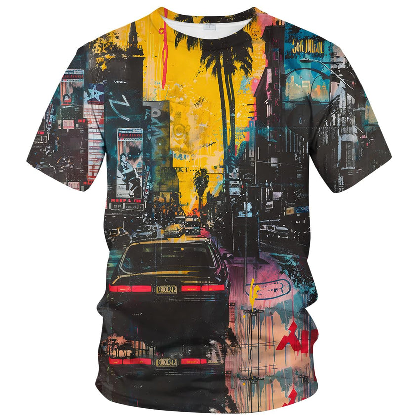 Abstract Art Shirt Men Street Graffiti Tshirts Women Hawaii Vacation Shirt Tee - 7DAY'S