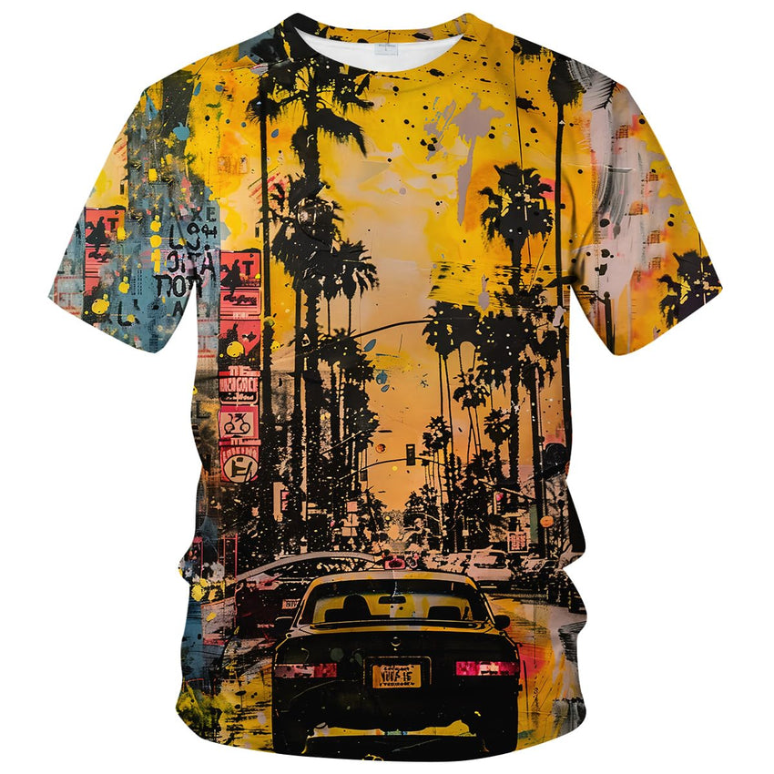 Abstract Art Shirt Men Street Graffiti Tshirts Women Hawaii Vacation Shirt Tee - 7DAY'S