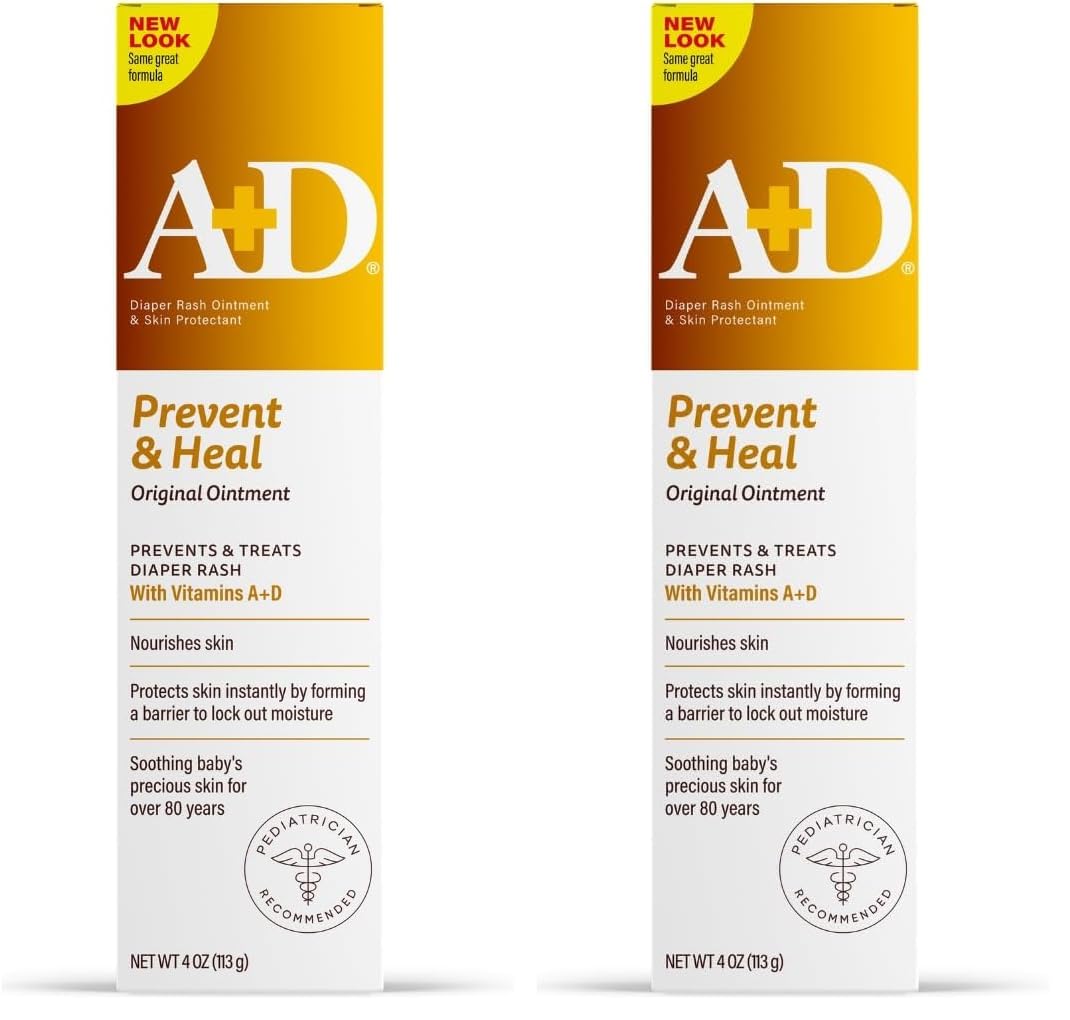 A+D Original Diaper Rash Ointment Prevents & Treats Diaper Rash, Moisturizing Skin Protectant with Vitamins A & D, Healing Skin Ointment for Dry and Cracked Skin 4oz - 7DAY'S