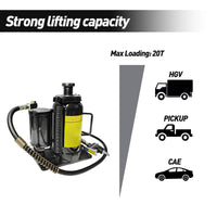 Air Hydraulic Bottle Jack, 20 Ton/40000 LBS Bottle Jack, 10.23 - 20.07 inch Lifting Range, Manual Handle and Air Pump, for Car, Pickup, Truck, RV, Auto Repair, Industrial Engineering - 7DAY'S