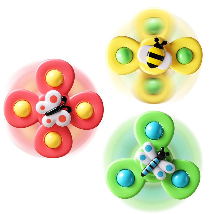 ALASOU 3PCS Suction Cup Spinner Toys for 1 Year Old Boy Girl|Spinning Top Baby Toys 12 18 Months|1 2 Year Old Boy Birthday Gift|Baby Bath Toy for Kids Ages 1 - 3|Sensory Toy for Toddlers 1 - 3 - 7DAY'S