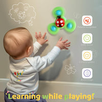 ALASOU 3PCS Suction Cup Spinner Toys for 1 Year Old Boy Girl|Spinning Top Baby Toys 12 18 Months|1 2 Year Old Boy Birthday Gift|Baby Bath Toy for Kids Ages 1 - 3|Sensory Toy for Toddlers 1 - 3 - 7DAY'S
