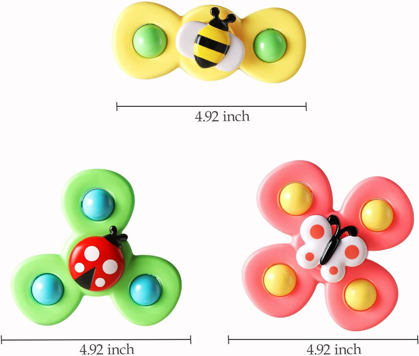 ALASOU 3PCS Suction Cup Spinner Toys for 1 Year Old Boy Girl|Spinning Top Baby Toys 12 18 Months|1 2 Year Old Boy Birthday Gift|Baby Bath Toy for Kids Ages 1 - 3|Sensory Toy for Toddlers 1 - 3 - 7DAY'S