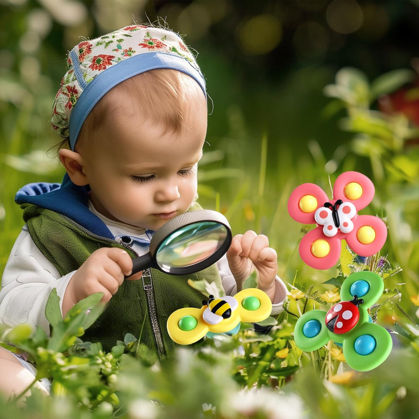 ALASOU 3PCS Suction Cup Spinner Toys for 1 Year Old Boy Girl|Spinning Top Baby Toys 12 18 Months|1 2 Year Old Boy Birthday Gift|Baby Bath Toy for Kids Ages 1 - 3|Sensory Toy for Toddlers 1 - 3 - 7DAY'S