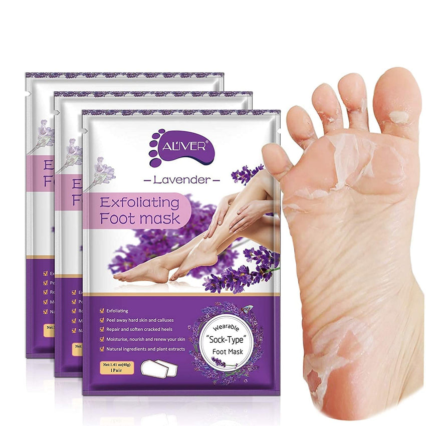 ALIVER Foot Peel Mask 3 Pack, Exfoliator Peel Off Calluses Dead Skin Callus Remover, Baby Soft Smooth Touch Feet - Men Women (Lavender) - 7DAY'S