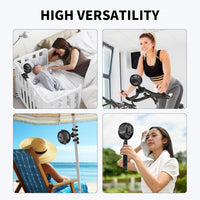 AMACOOL Battery Operated Stroller Fan Flexible Tripod Clip On Fan with 3 Speeds and Rotatable Handheld Personal Fans for Car Seat Crib Bike Treadmill (Black) - 7DAY'S