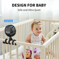 AMACOOL Battery Operated Stroller Fan Flexible Tripod Clip On Fan with 3 Speeds and Rotatable Handheld Personal Fans for Car Seat Crib Bike Treadmill (Black) - 7DAY'S