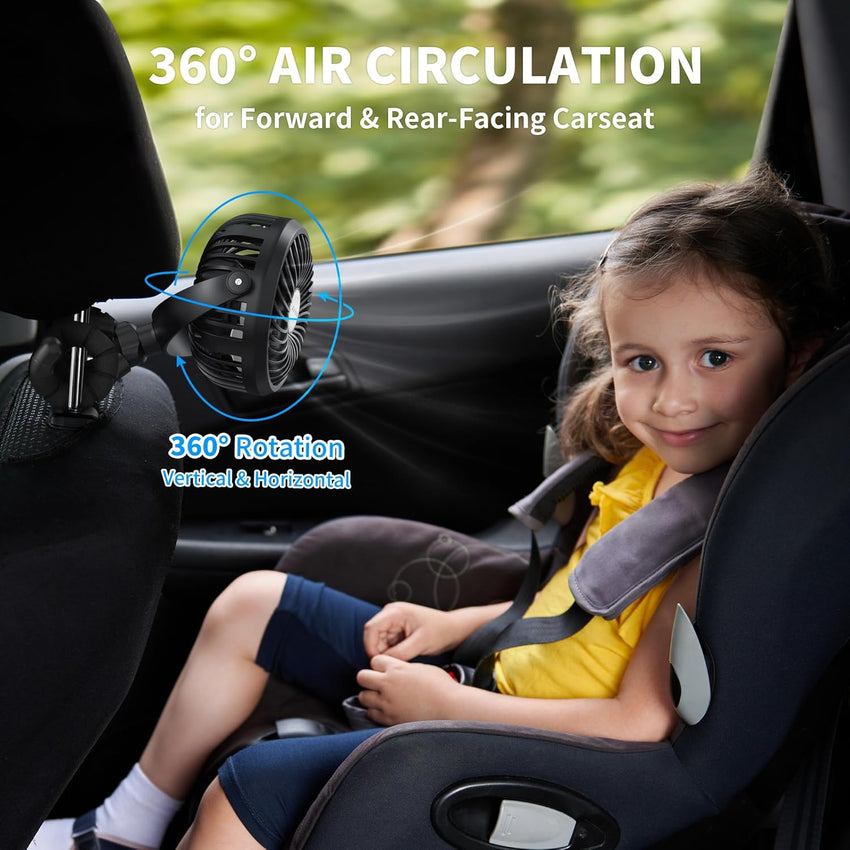 AMACOOL Battery Operated Stroller Fan Flexible Tripod Clip On Fan with 3 Speeds and Rotatable Handheld Personal Fans for Car Seat Crib Bike Treadmill (Black) - 7DAY'S