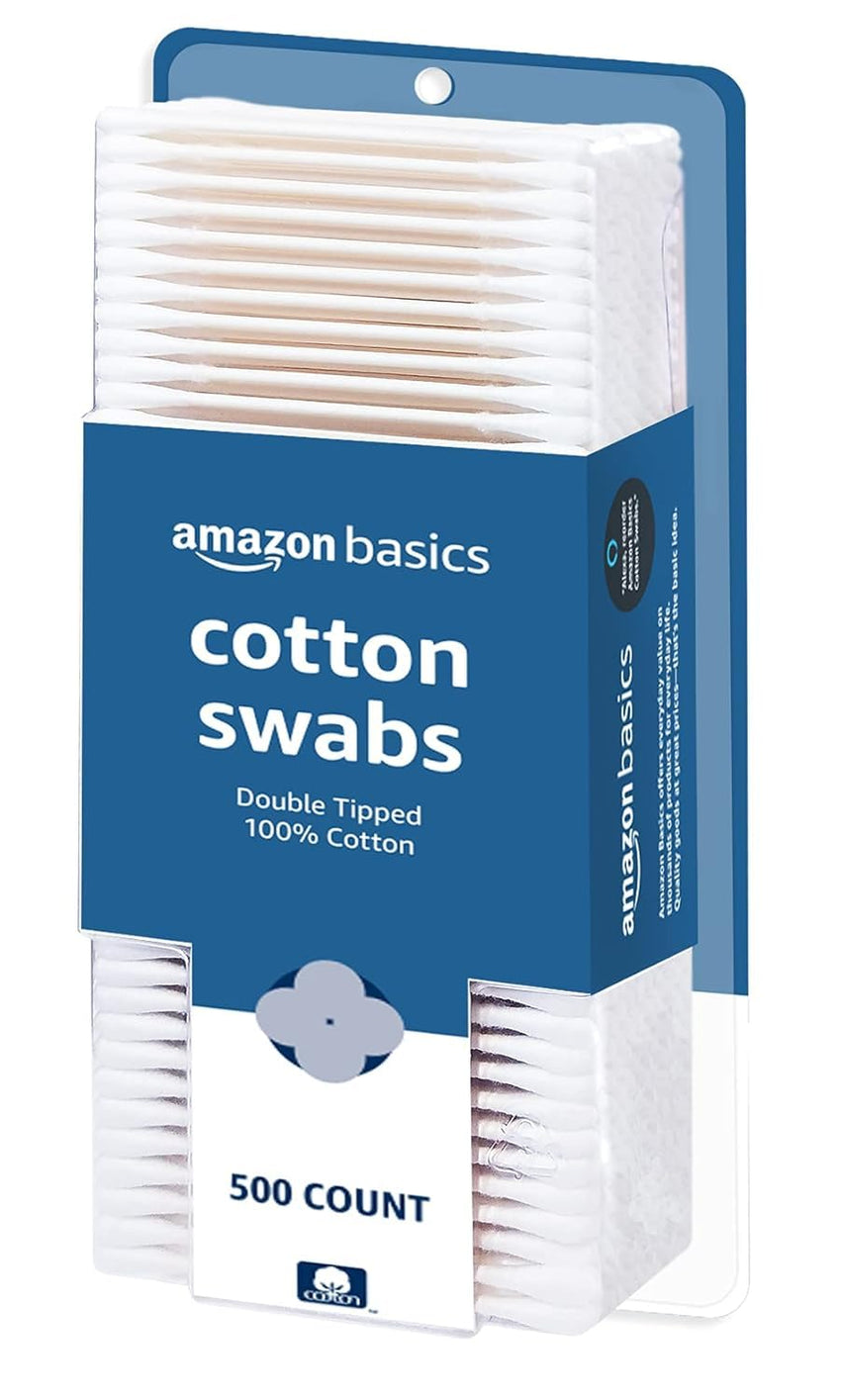 Amazon Basics Cotton Swabs for Personal Hygiene and Baby Care, 500 Count, 1 Pack - 7DAY'S