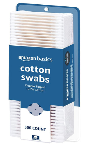 Amazon Basics Cotton Swabs for Personal Hygiene and Baby Care, 500 Count, 1 Pack