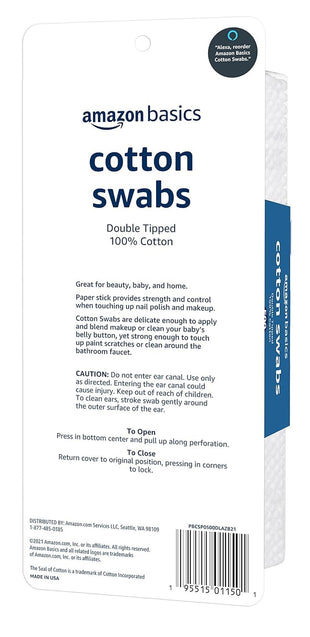Amazon Basics Cotton Swabs for Personal Hygiene and Baby Care, 500 Count, 1 Pack - 7DAY'S