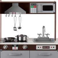 Amazon Basics Kids Corner Wooden Kitchen Toy Playset with Stove, Oven, Sink, Fridge and Accessories, for Toddlers, Preschoolers, Children Age 3+ Years, White & Gray, 39.37"L x 28.35"W x 35.04"H - 7DAY'S