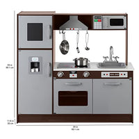 Amazon Basics Kids Corner Wooden Kitchen Toy Playset with Stove, Oven, Sink, Fridge and Accessories, for Toddlers, Preschoolers, Children Age 3+ Years, White & Gray, 39.37"L x 28.35"W x 35.04"H - 7DAY'S