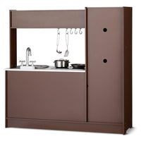 Amazon Basics Kids Corner Wooden Kitchen Toy Playset with Stove, Oven, Sink, Fridge and Accessories, for Toddlers, Preschoolers, Children Age 3+ Years, White & Gray, 39.37"L x 28.35"W x 35.04"H - 7DAY'S