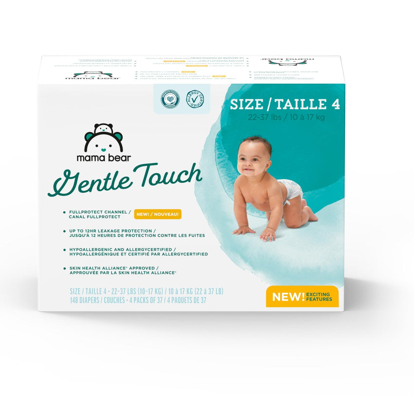 Amazon Brand - Mama Bear Gentle Touch Diapers, Size 5, 132 Count (4 packs of 33) - 7DAY'S