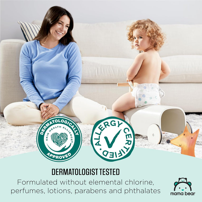 Amazon Brand - Mama Bear Gentle Touch Diapers, Size 5, 132 Count (4 packs of 33) - 7DAY'S