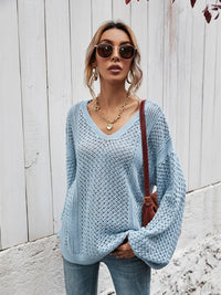 Angel Wings V - Neck Dropped Shoulder Sweater - 7DAY'S