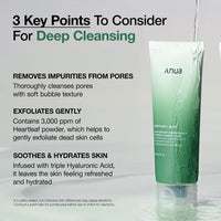 ANUA Heartleaf Quercetinol Pore Deep Cleansing Foam, Facial Cleanser, for Double Cleansing, BHA, Hyaluronic Acid, Glycerin, Face Wash, Blackhead Remover, Korean Skincare (150ml/5.07 fl.oz.) - 7DAY'S