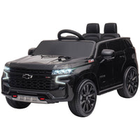 Aosom Chevrolet TAHOE Licensed Kids Ride on Car, 12V Battery Powered Kids Electric Car with Remote Control, Music, Lights, Horn, Suspension for 3 - 6 Years Old, Black - 7DAY'S