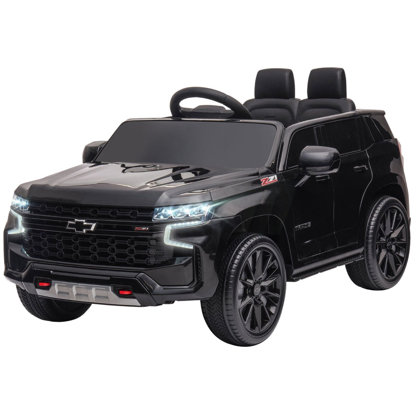 Aosom Chevrolet TAHOE Licensed Kids Ride on Car, 12V Battery Powered Kids Electric Car with Remote Control, Music, Lights, Horn, Suspension for 3 - 6 Years Old, Black - 7DAY'S
