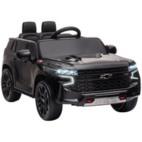 Aosom Chevrolet TAHOE Licensed Kids Ride on Car, 12V Battery Powered Kids Electric Car with Remote Control, Music, Lights, Horn, Suspension for 3 - 6 Years Old, Black - 7DAY'S
