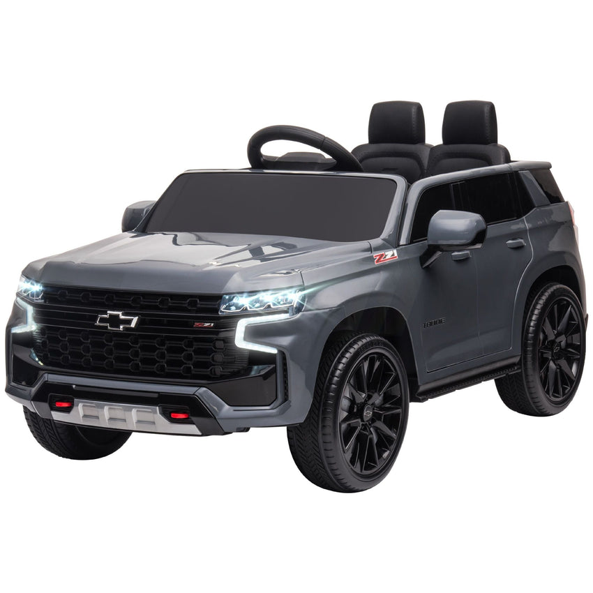 Aosom Chevrolet TAHOE Licensed Kids Ride on Car, 12V Battery Powered Kids Electric Car with Remote Control, Music, Lights, Horn, Suspension for 3 - 6 Years Old, Gray - 7DAY'S