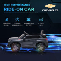 Aosom Chevrolet TAHOE Licensed Kids Ride on Car, 12V Battery Powered Kids Electric Car with Remote Control, Music, Lights, Horn, Suspension for 3 - 6 Years Old, Gray - 7DAY'S