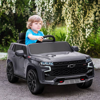 Aosom Chevrolet TAHOE Licensed Kids Ride on Car, 12V Battery Powered Kids Electric Car with Remote Control, Music, Lights, Horn, Suspension for 3 - 6 Years Old, Gray - 7DAY'S