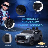 Aosom Chevrolet TAHOE Licensed Kids Ride on Car, 12V Battery Powered Kids Electric Car with Remote Control, Music, Lights, Horn, Suspension for 3 - 6 Years Old, Gray - 7DAY'S