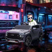 Aosom Chevrolet TAHOE Licensed Kids Ride on Car, 12V Battery Powered Kids Electric Car with Remote Control, Music, Lights, Horn, Suspension for 3 - 6 Years Old, Gray - 7DAY'S