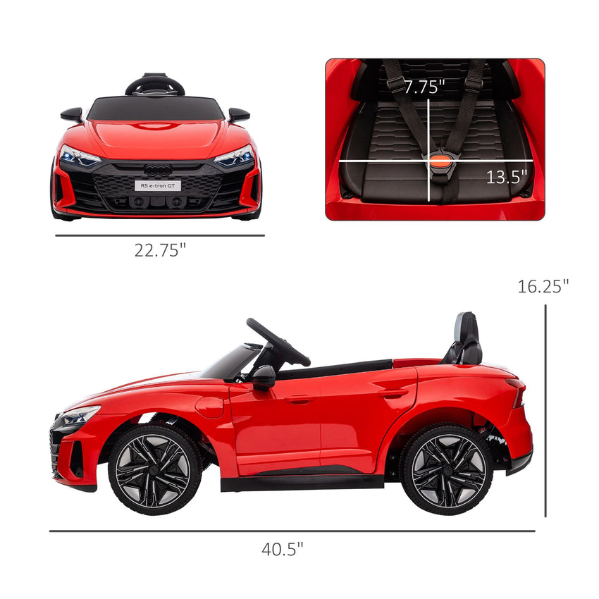 Aosom Kids Ride on Car, 12V Licensed Audi RS E - tron GT 3.1 MPH Electric Car for Kids, Ride - on Toy for Boys and Girls with Remote Control, 4 Wheels with Suspension, Horn, Music, Lights, Red - 7DAY'S