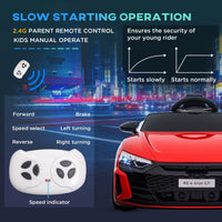 Aosom Kids Ride on Car, 12V Licensed Audi RS E - tron GT 3.1 MPH Electric Car for Kids, Ride - on Toy for Boys and Girls with Remote Control, 4 Wheels with Suspension, Horn, Music, Lights, Red - 7DAY'S