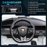 Aosom Lamborghini SIAN Licensed Kids Ride On Car, 12V Battery Powered Electric Sports Car Toy with Remote Control, Horn, Music, & Headlights, White - 7DAY'S