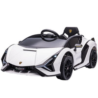 Aosom Lamborghini SIAN Licensed Kids Ride On Car, 12V Battery Powered Electric Sports Car Toy with Remote Control, Horn, Music, & Headlights, White - 7DAY'S