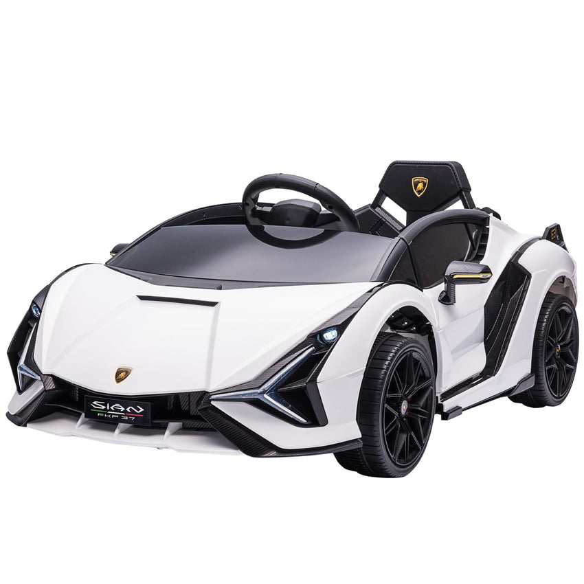 Aosom Lamborghini SIAN Licensed Kids Ride On Car, 12V Battery Powered Electric Sports Car Toy with Remote Control, Horn, Music, & Headlights, White - 7DAY'S