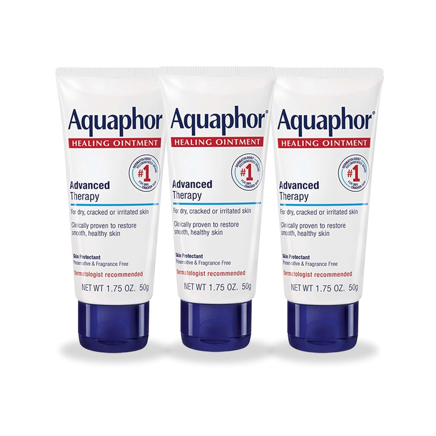Aquaphor Advanced Therapy Healing Ointment, Hypoallergenic, Fragrance Free Body Moisturizer for Dry Skin and Minor Wound Care, Travel Size Skin Care Set, 1.75 Oz Tube, Pack of 3 - 7DAY'S